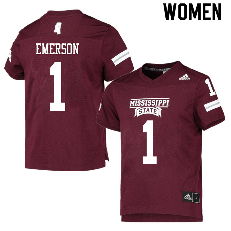 Women #1 Martin Emerson Mississippi State Bulldogs College Football Jerseys Sale-Maroon